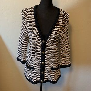 Cabi black and white knit sweater XL